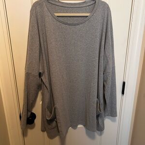 Gray Women's Top with Pockets